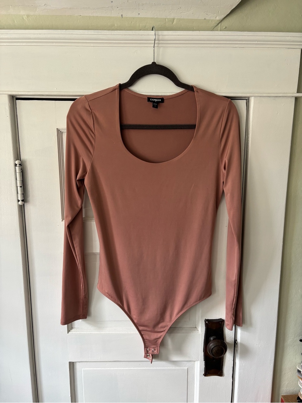 Express Mauve Scoop Neck Long Sleeve Bodysuit